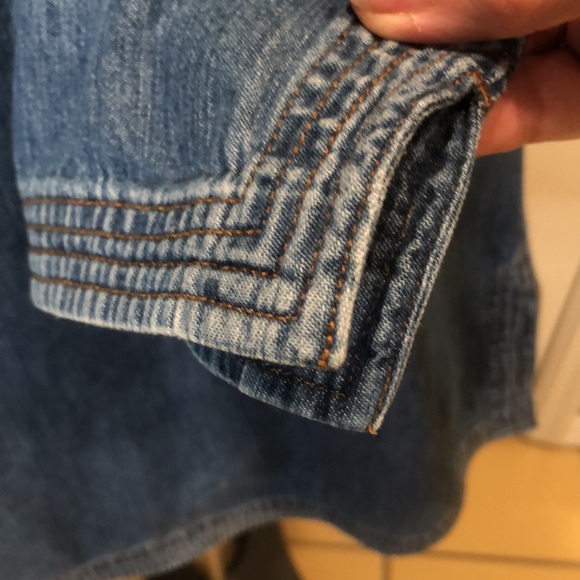 ANN TAYLOR 💯% cotton denim tunic top•front lacing•long sleeve•size 8 - Picture 8 of 17